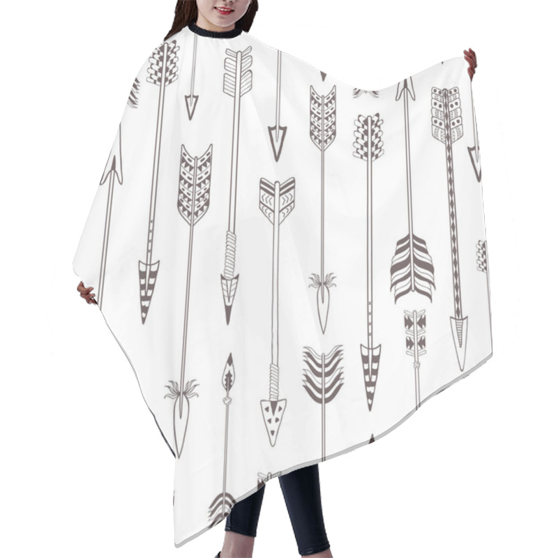 Personality  Seamless Pattern With Indian Arrows. Boho Style Ornament. Hair Cutting Cape