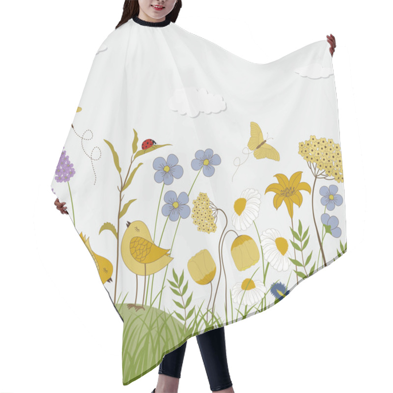 Personality  Floral Background With Birds, Butterflies And Flowers Hair Cutting Cape