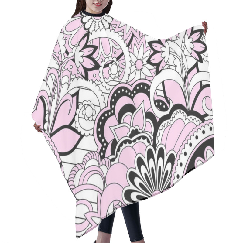 Personality  Pink Zen Pattern With Flowers And Mandalas Hair Cutting Cape