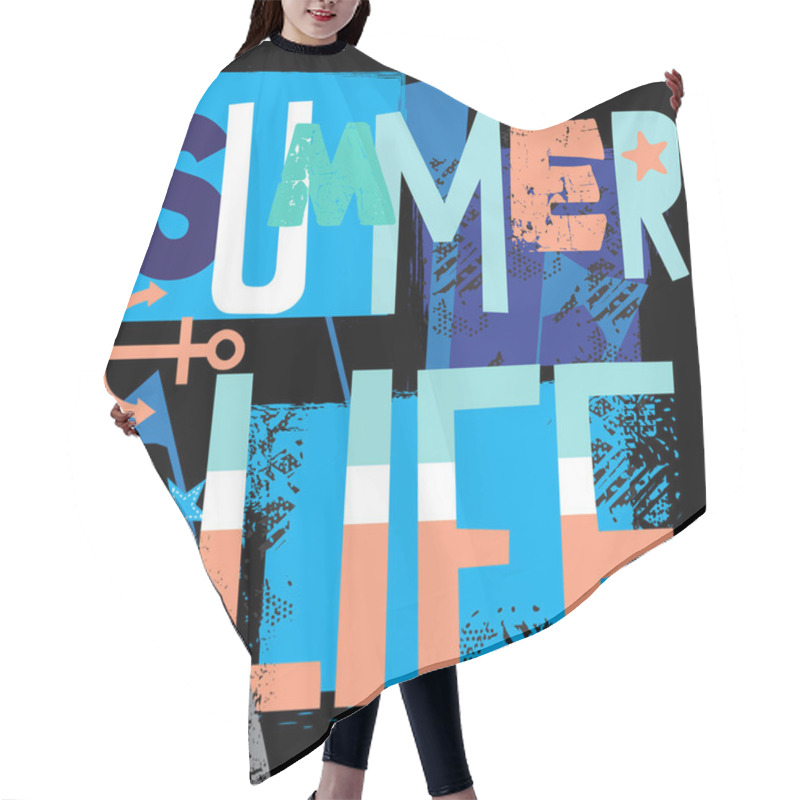 Personality  Summer Print For T-shirts, Textiles, Paper, Web. Original Design. Hair Cutting Cape