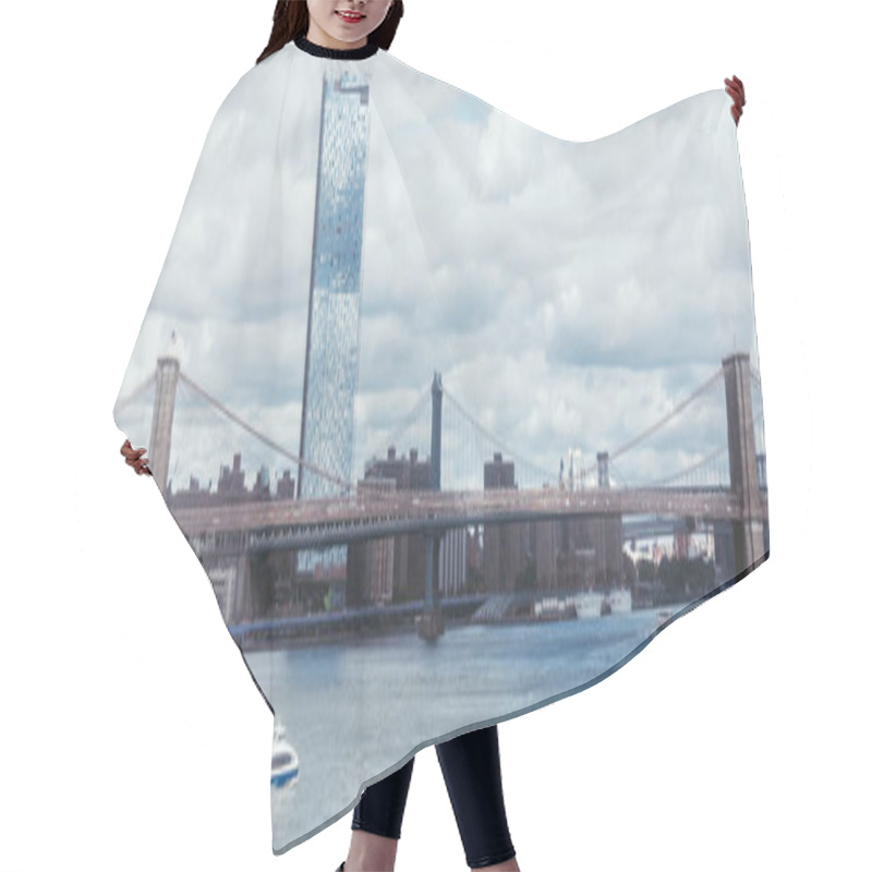 Personality  Panoramic View Of Brooklyn Bridge And Architecture New York City, Usa Hair Cutting Cape