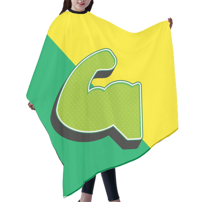 Personality  Biceps Green And Yellow Modern 3d Vector Icon Logo Hair Cutting Cape