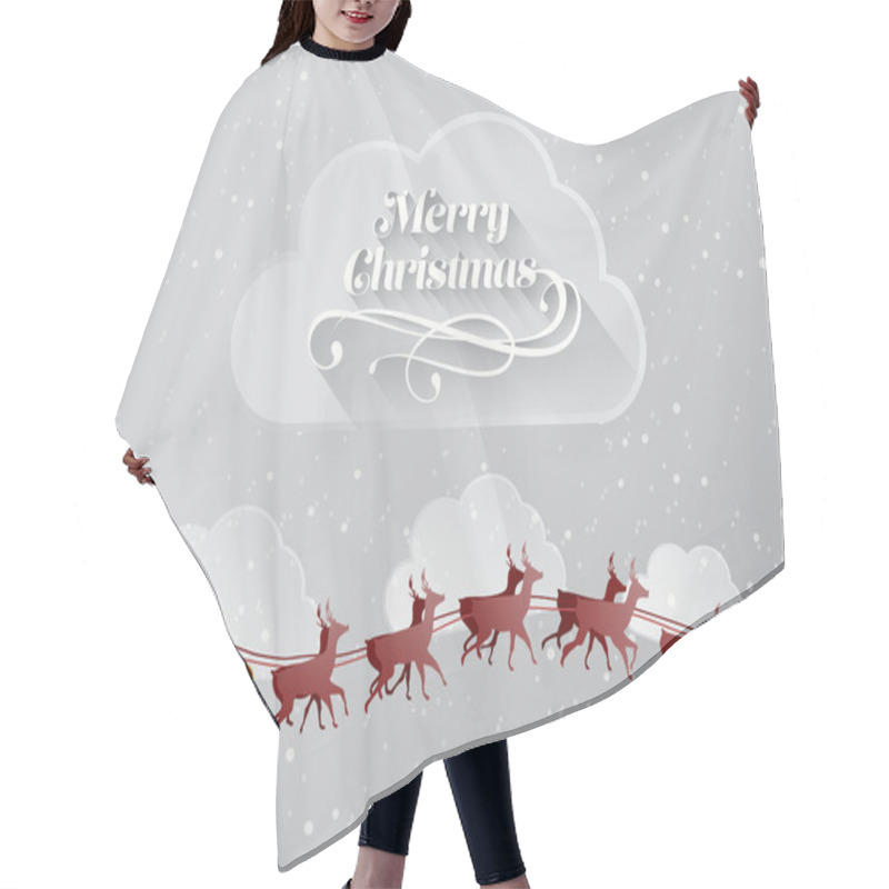 Personality  Christmas Greeting Message With Flying Santa Hair Cutting Cape