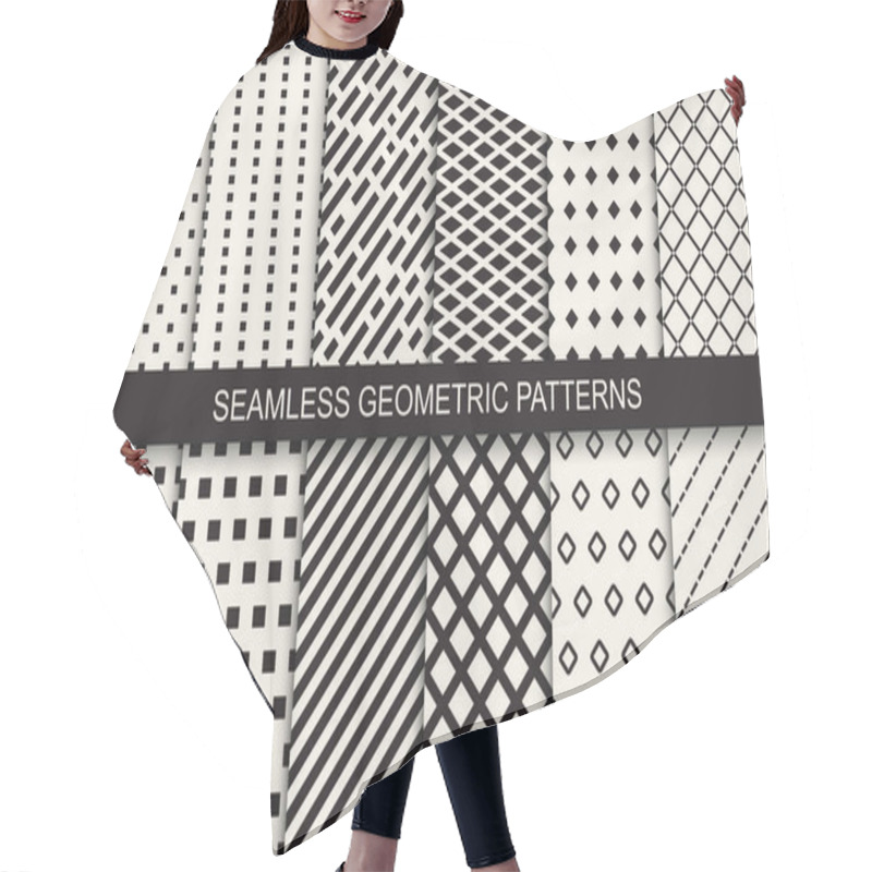 Personality  Collection Of Geometric Seamless Patterns. Hair Cutting Cape