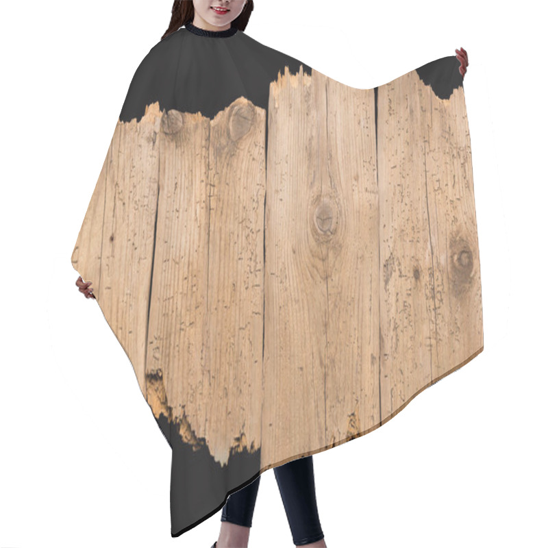 Personality  Old Damaged Wood Plank Texture Isolated On Black Hair Cutting Cape