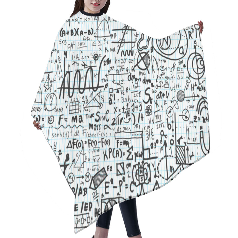 Personality  Physical Formulas And Phenomenons On Note Paper. Hand-drawn Illu Hair Cutting Cape