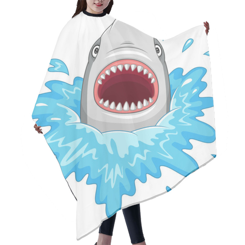 Personality  Vector Illustration Of Cartoon Shark With Open Jaws Isolated On A White Background Hair Cutting Cape