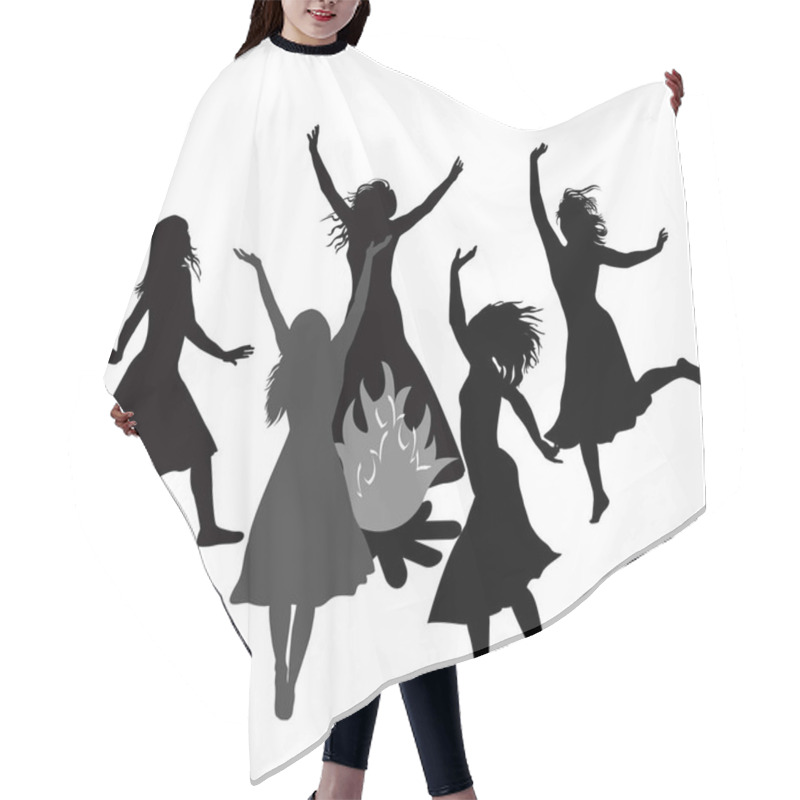 Personality  Silhouettes Of Witches Dancing Around The Fire Hair Cutting Cape