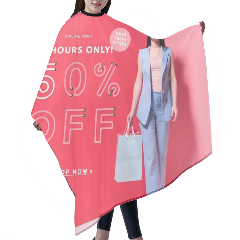 Personality  Stylish Girl With Shopping Bags Hair Cutting Cape