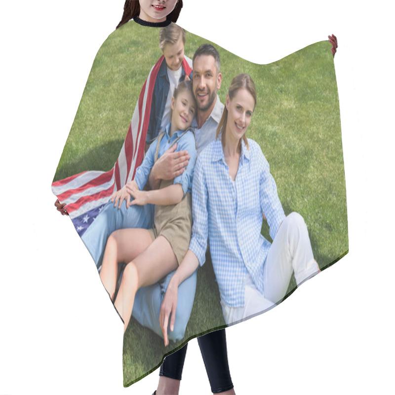 Personality  Happy Family With American Flag  Hair Cutting Cape