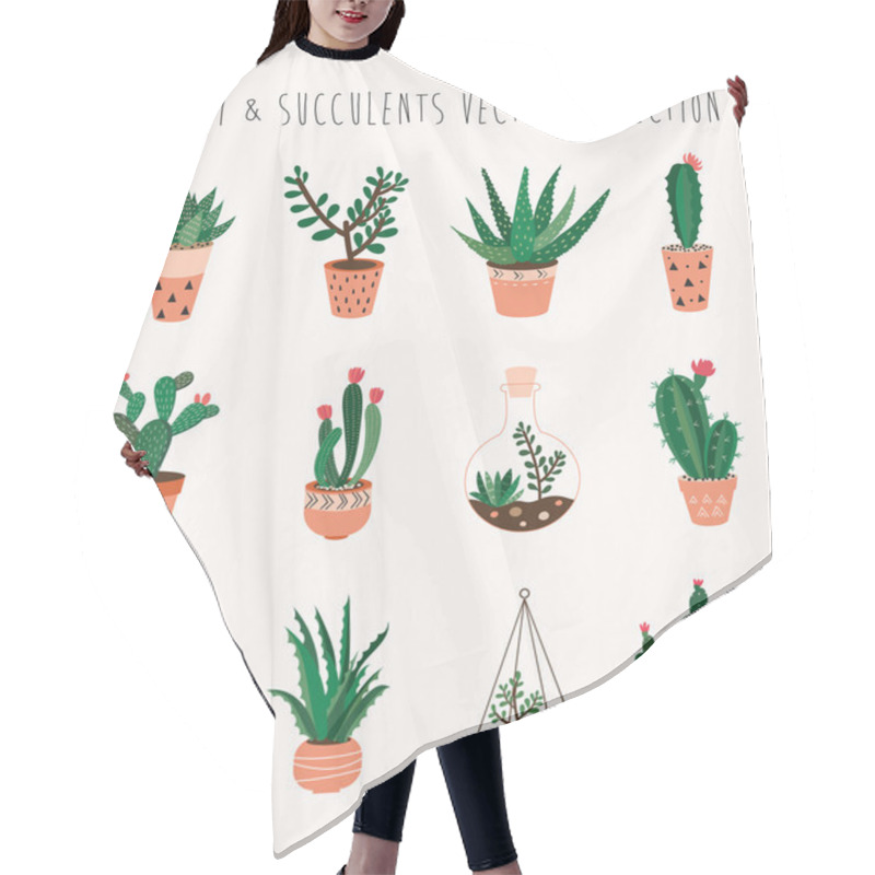 Personality  Cacti And Succulents Vector Collection  Hair Cutting Cape