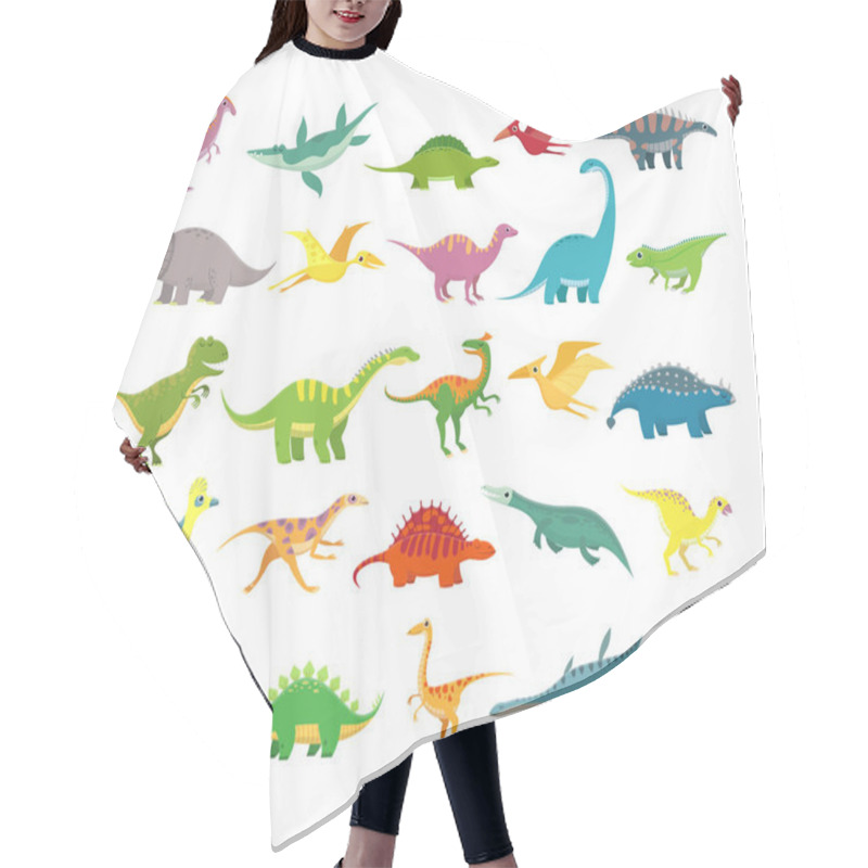 Personality  Cartoon Dinosaurs. Baby Dino Prehistoric Animals. Cute Dinosaur Vector Collection Hair Cutting Cape