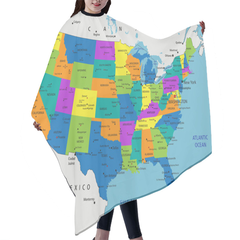 Personality  United States Of America Political Map Hair Cutting Cape