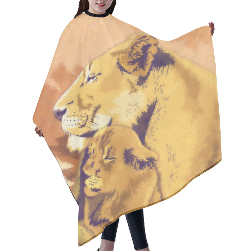 Personality  Wild Cats. Lions Family Hair Cutting Cape