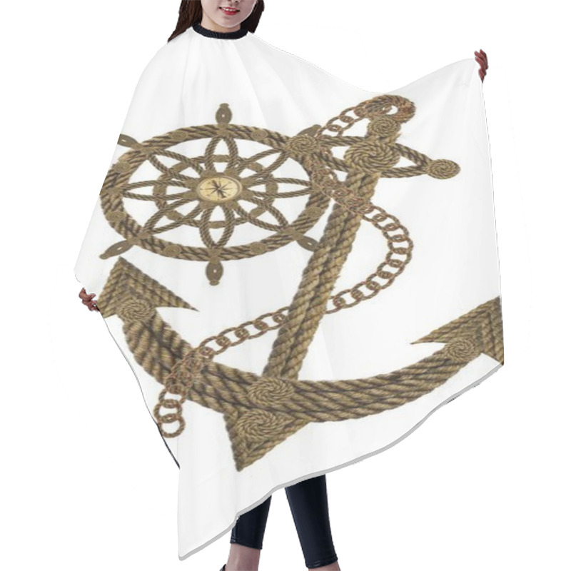 Personality  Compass Anchor And Steering Wheel Hair Cutting Cape