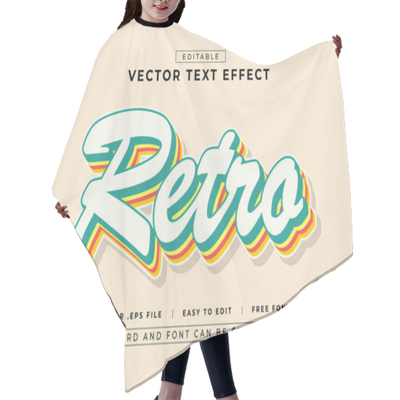 Personality  Retro 3d Editable Text Effects Hair Cutting Cape