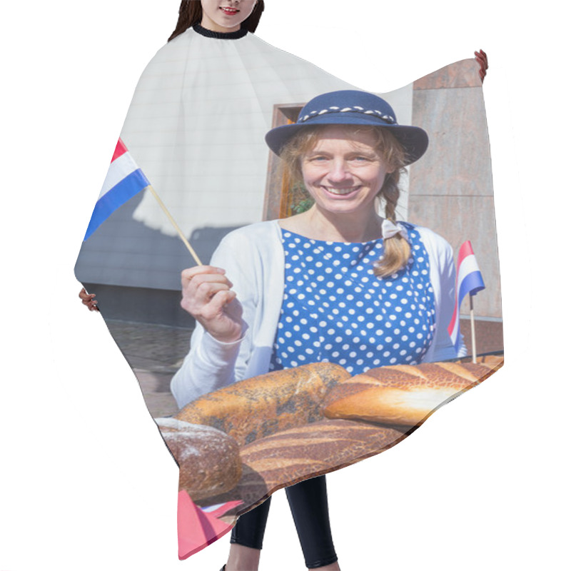 Personality  European Woman With Breads Waving With Dutch Flag Hair Cutting Cape