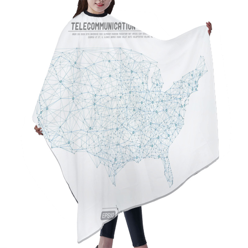 Personality  Abstract Telecommunication USA Map Hair Cutting Cape