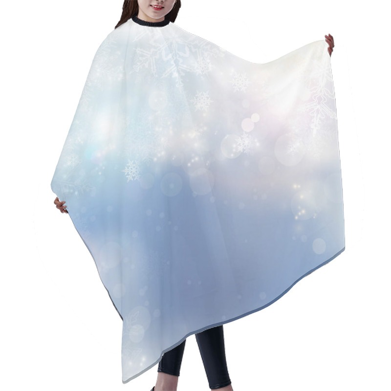 Personality  Blue White Winter Christmas Snowflake Background Hair Cutting Cape