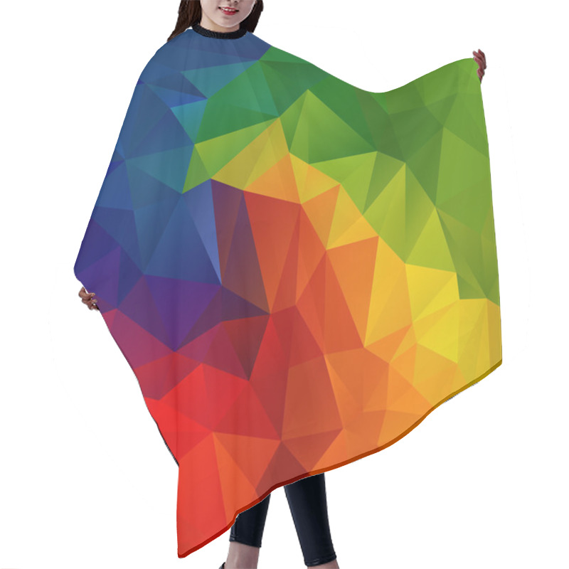 Personality  Vector Abstract Irregular Polygon Background With A Triangular Pattern In Spectrum Color Full Rainbow Colors Hair Cutting Cape