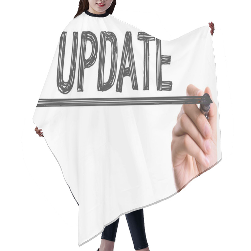 Personality  Hand With Marker Writing The Text Hair Cutting Cape