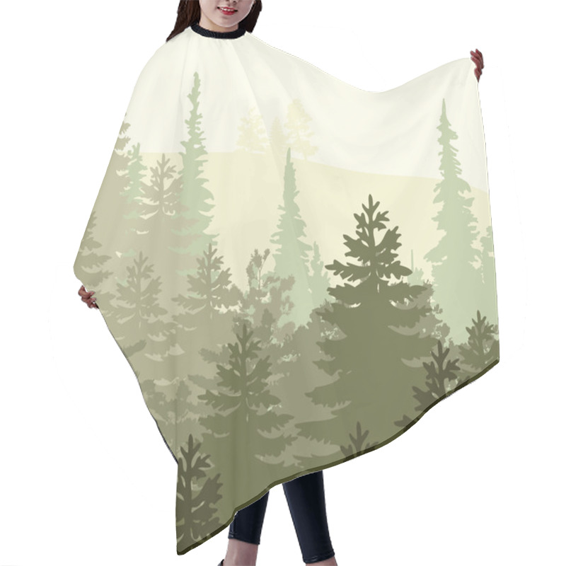 Personality  Panorama Of Wild Coniferous Forest Hair Cutting Cape