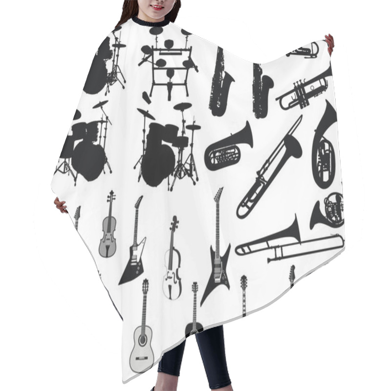 Personality  Set Of Musical Instruments Hair Cutting Cape