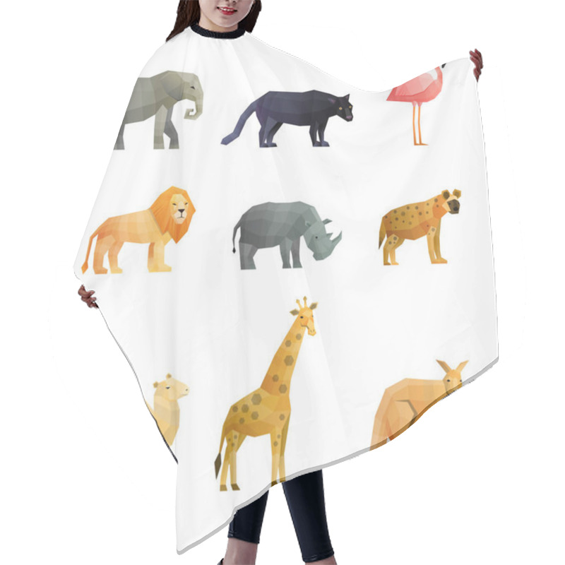 Personality  Southern Wild Animals Polygonal Icons Set Hair Cutting Cape