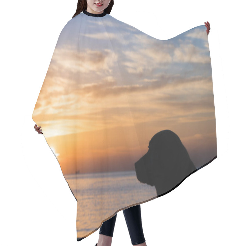 Personality  Sunrise And Dog Silhouette Hair Cutting Cape