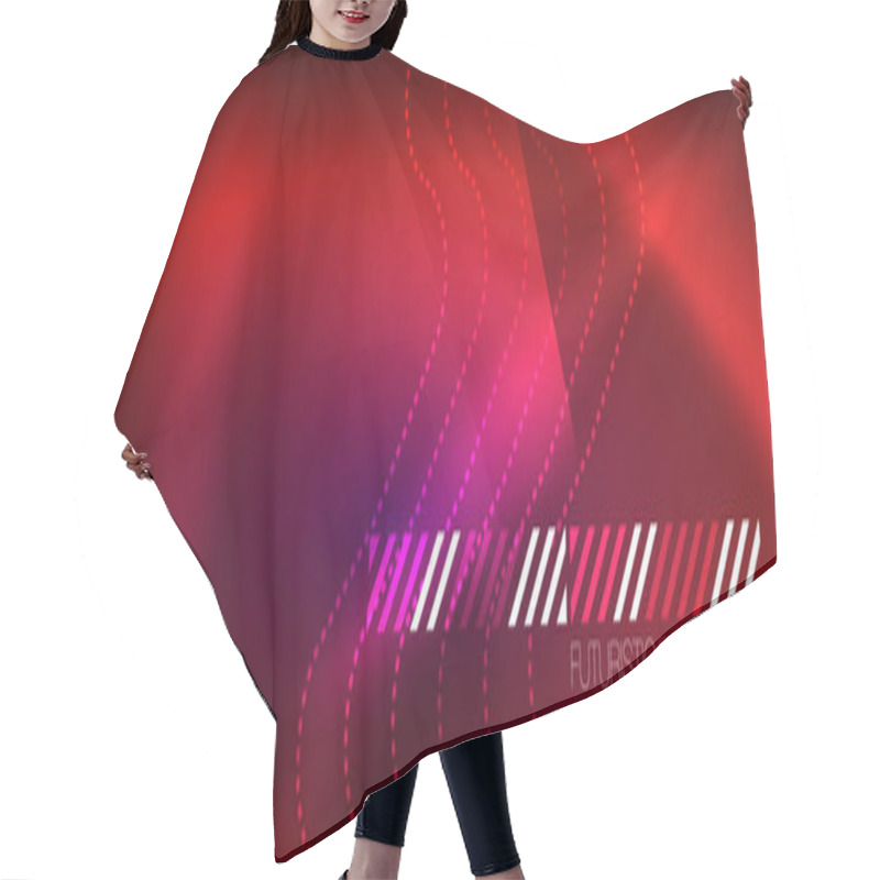 Personality  Glowing Neon Abstract Lines, Techno Futuristic Template Hair Cutting Cape