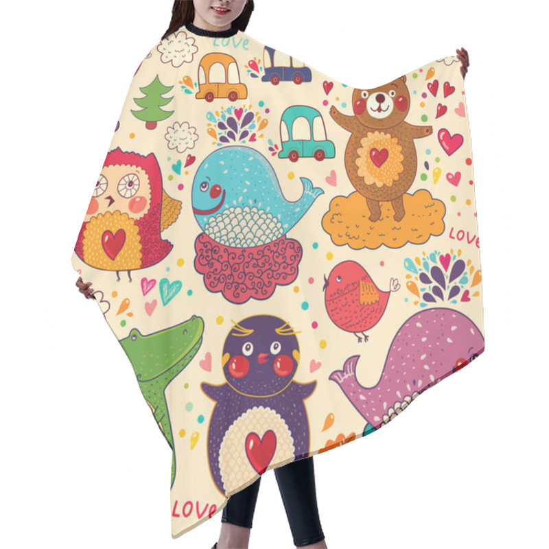 Personality  Background With Funny Animals Hair Cutting Cape