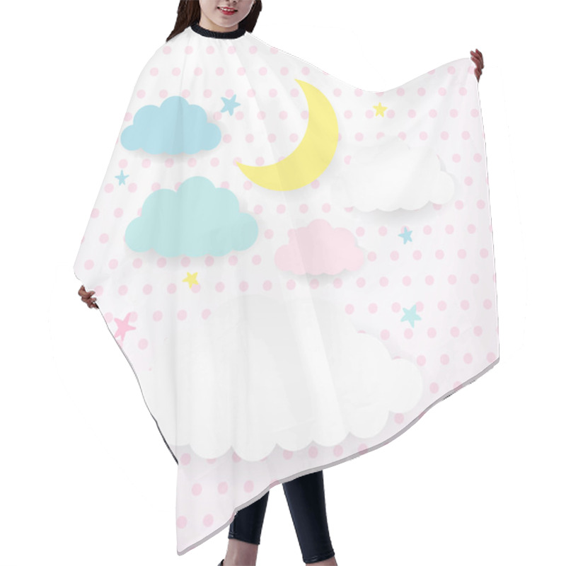 Personality  Kids Background With Moon, Clouds And Stars Hair Cutting Cape