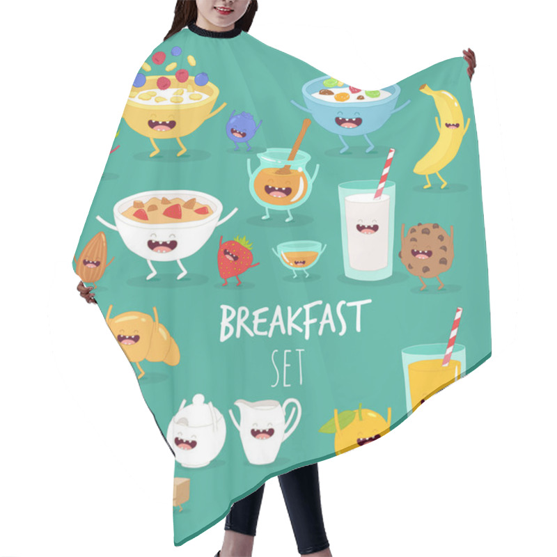 Personality  Breakfast Set   Vector Illustration  Hair Cutting Cape