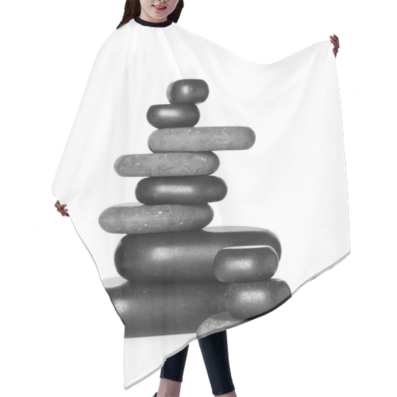 Personality  Stacks Of Spa Stones On White Background Hair Cutting Cape