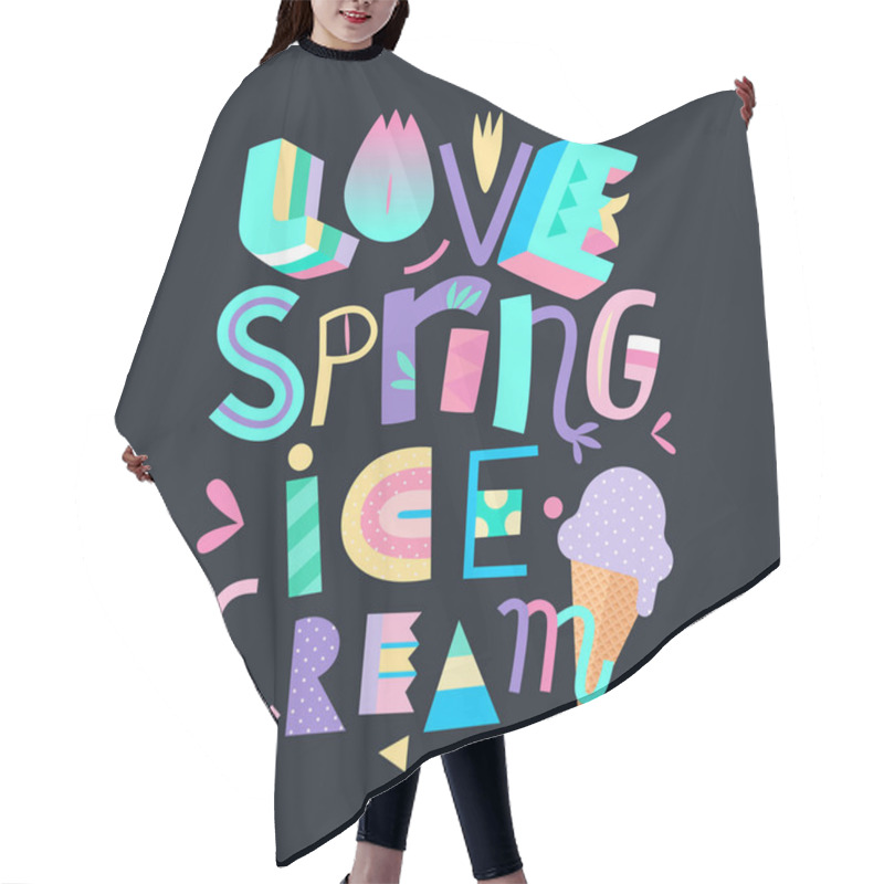 Personality  Love Spring Ice Cream Lettering Hair Cutting Cape