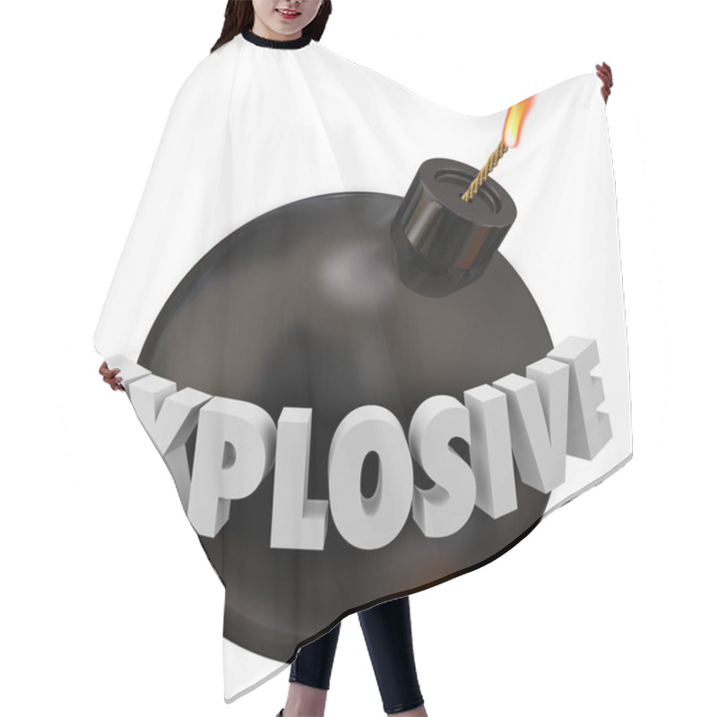 Personality  Bomb With Lettering Explosive On White Background Hair Cutting Cape