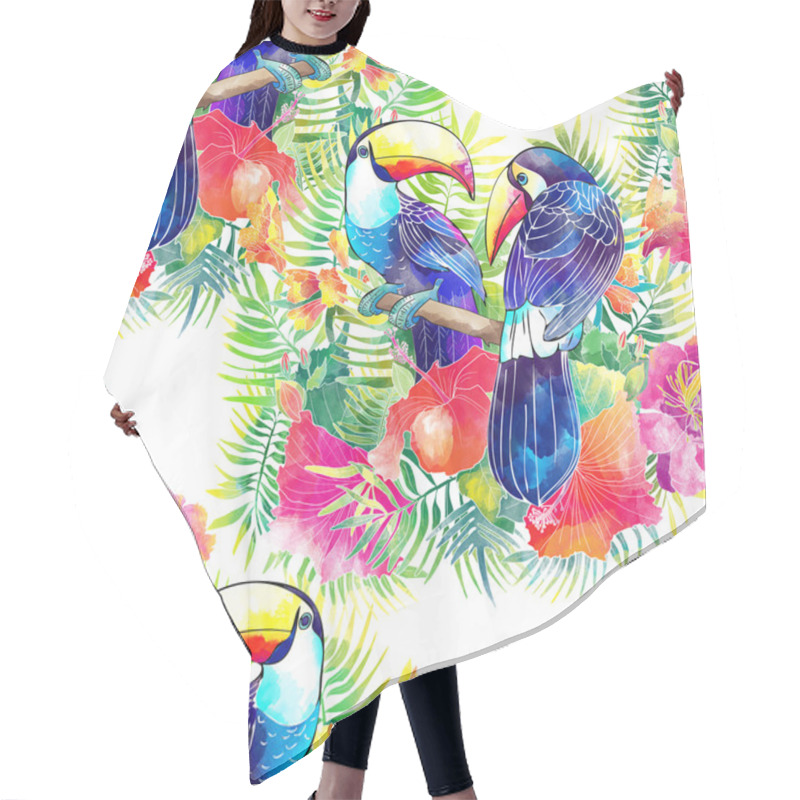 Personality  Birds Toucan And Tropical Flowers Hair Cutting Cape