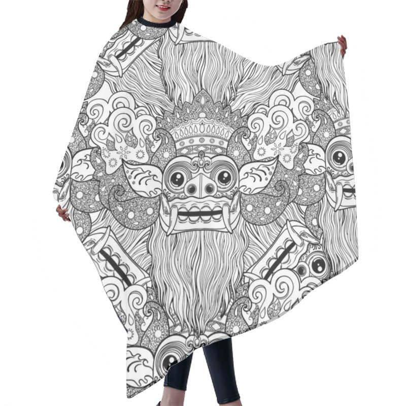 Personality  Pattern Made Of Barong - Traditional Ritual Balinese Masks.  Hair Cutting Cape