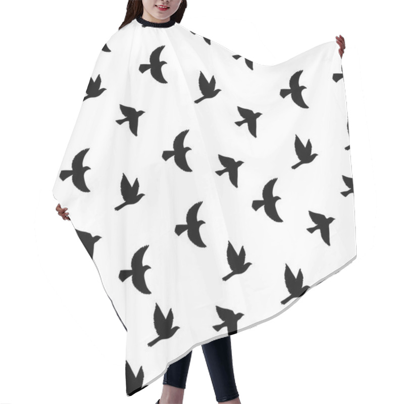 Personality  Flying Birds Seamless Pattern. Hair Cutting Cape