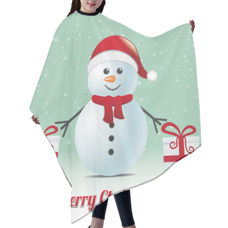 Personality  Snowman Gift Snowy Winter Background Merry Christmas Hair Cutting Cape