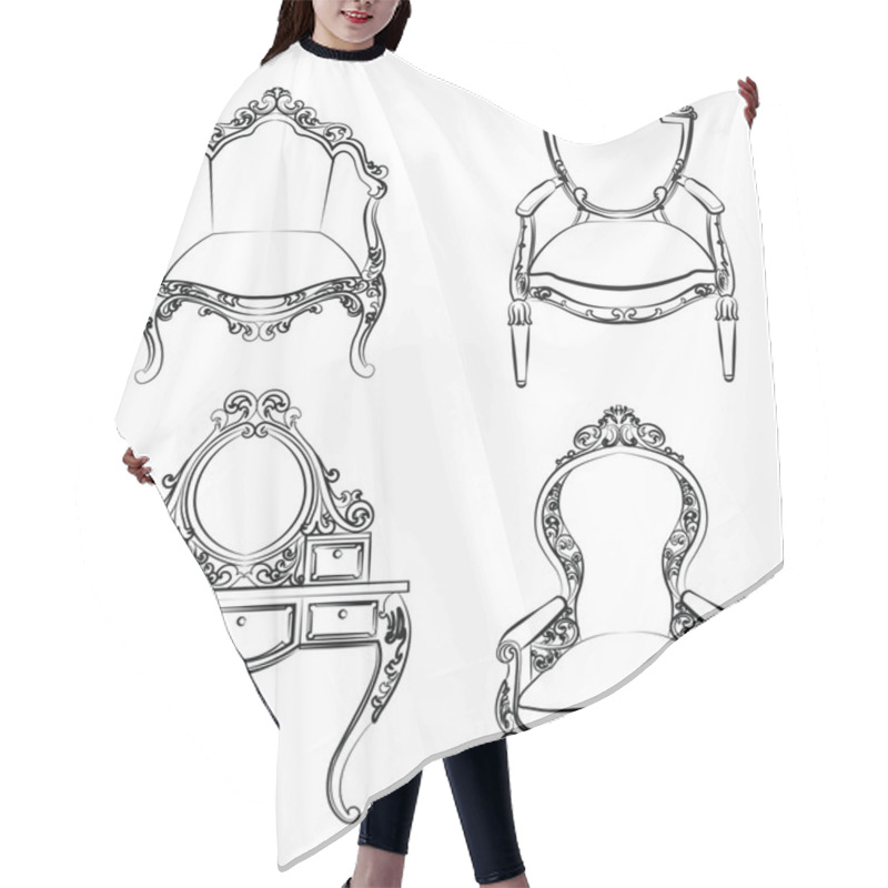 Personality  Classic Royal Furniture Set With Luxurious Ornaments Hair Cutting Cape