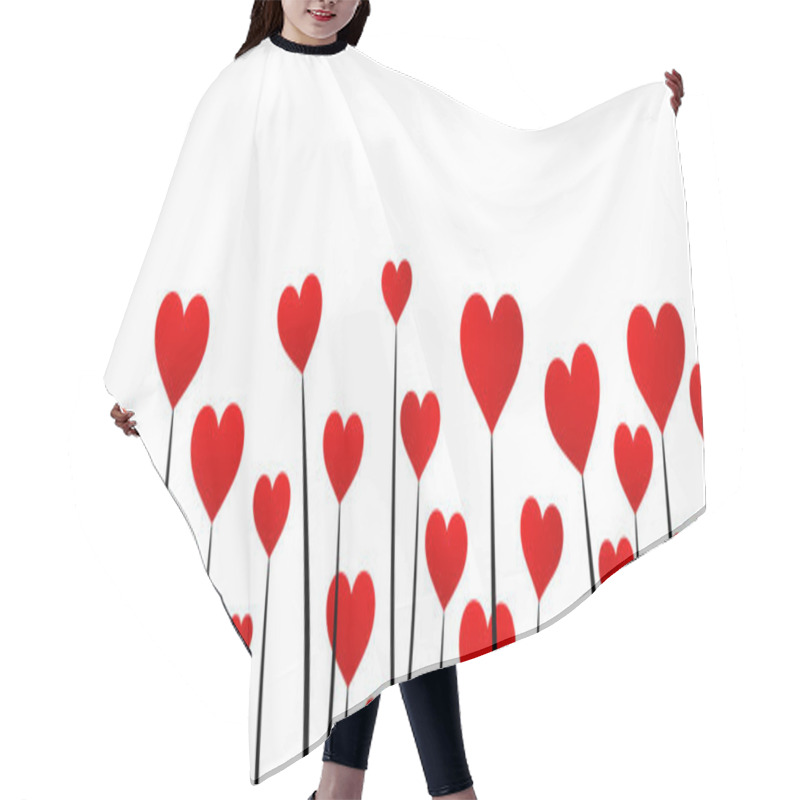 Personality  Valentine's Background With Red Hearts. Hair Cutting Cape