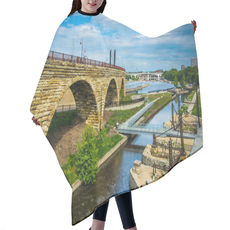 Personality  View Of Mill Ruins Park And The Stone Arch Bridge In Minneapolis Hair Cutting Cape