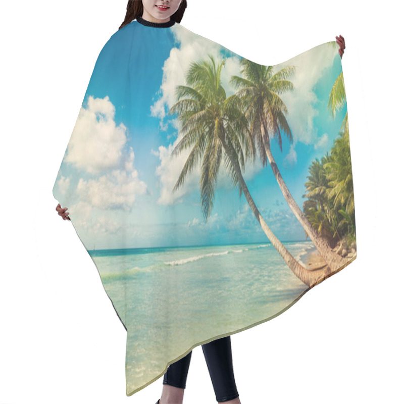 Personality  Beach With Coconut Palms Hair Cutting Cape