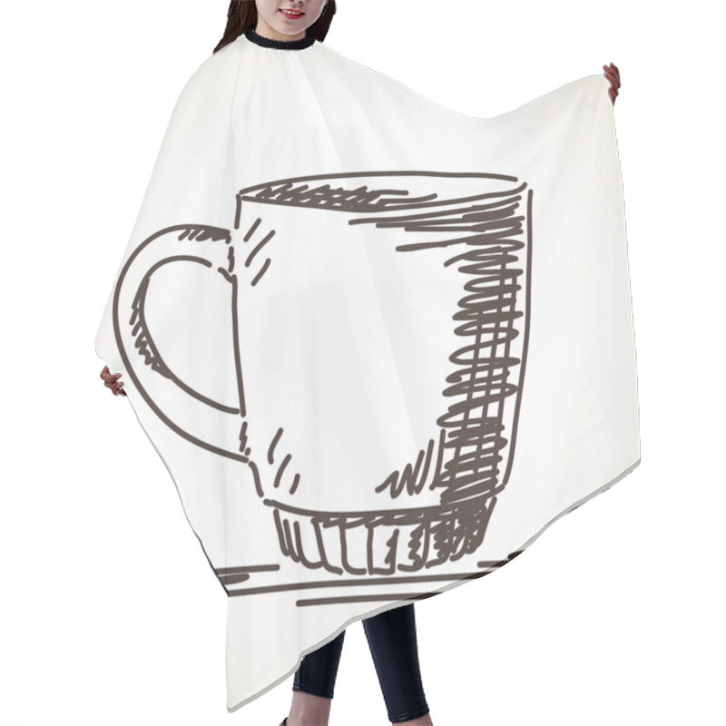 Personality  Sketch Of Mug Hair Cutting Cape