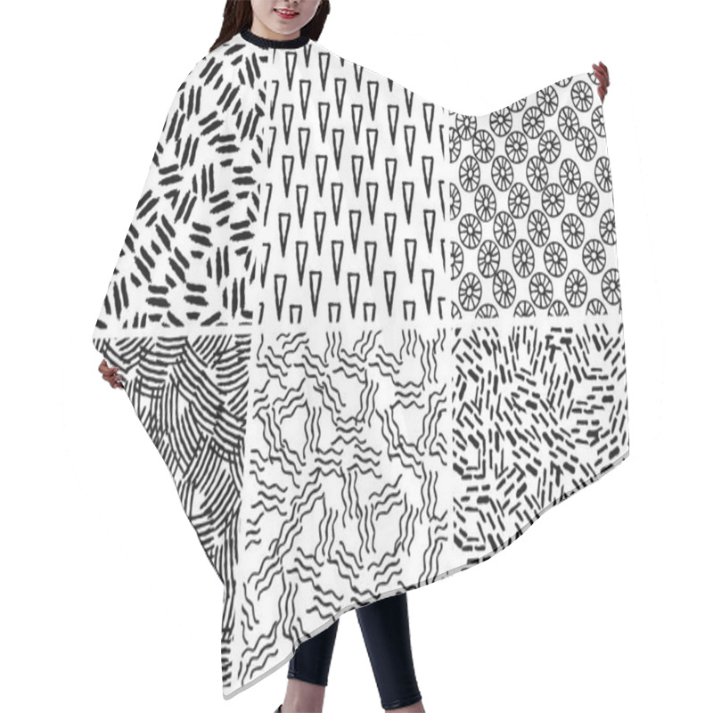 Personality  Hand Drawn Seamless Pattern Made With Ink Hair Cutting Cape