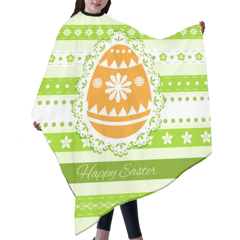 Personality  Happy Easter Greeting Card. Vector Hair Cutting Cape