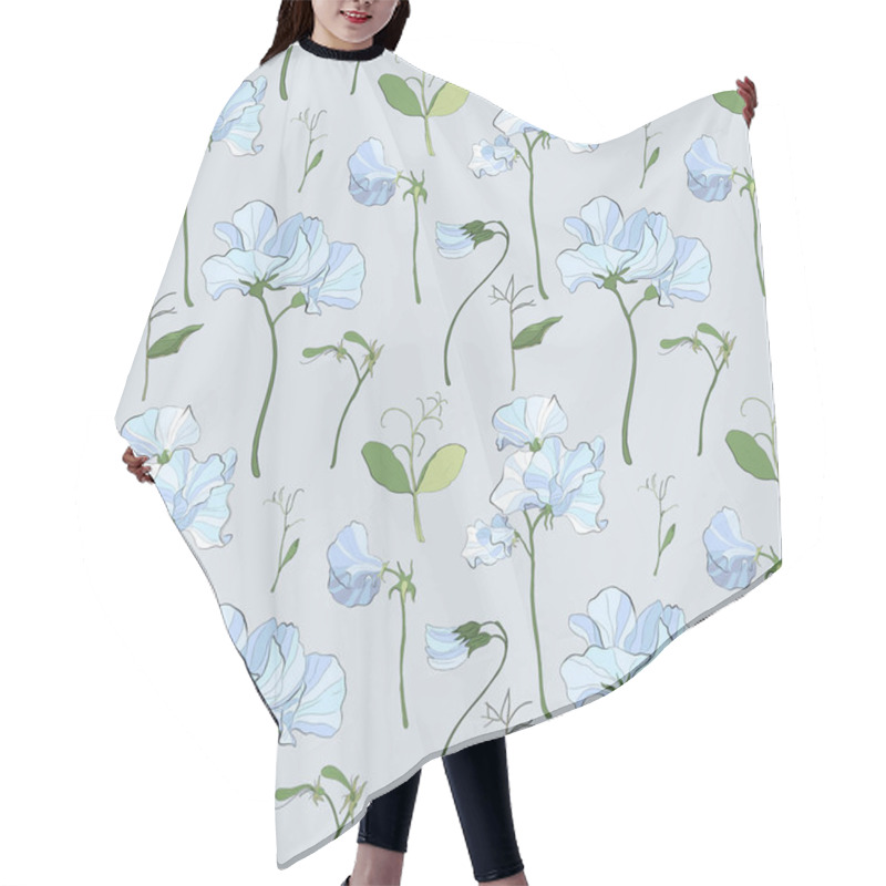 Personality  Pretty Floral Pattern With Flowers Of Sweet Peas. Hair Cutting Cape