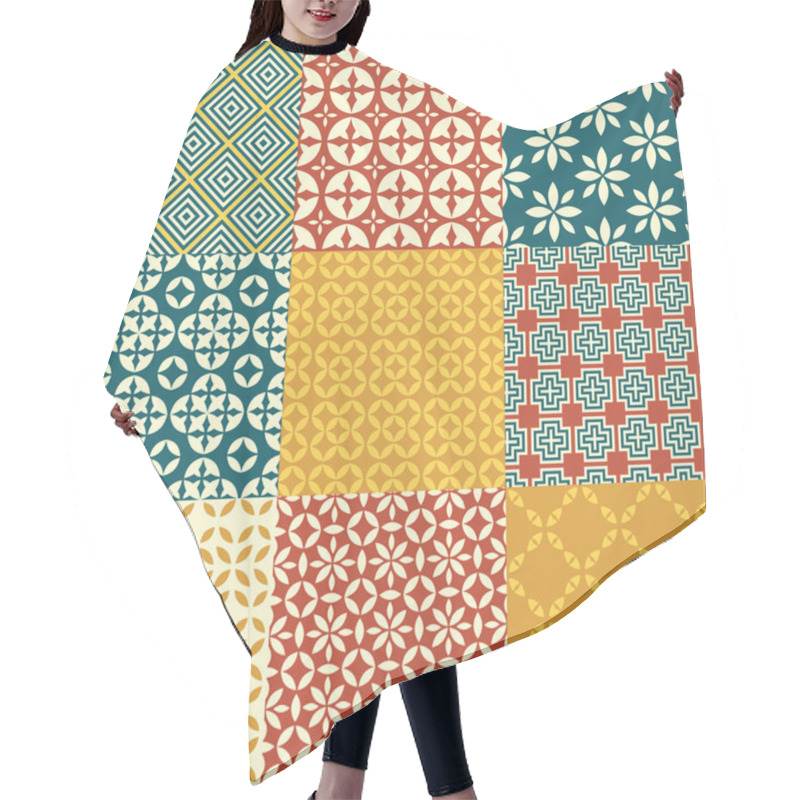 Personality  Seamless Geometrical Patterns. Hair Cutting Cape