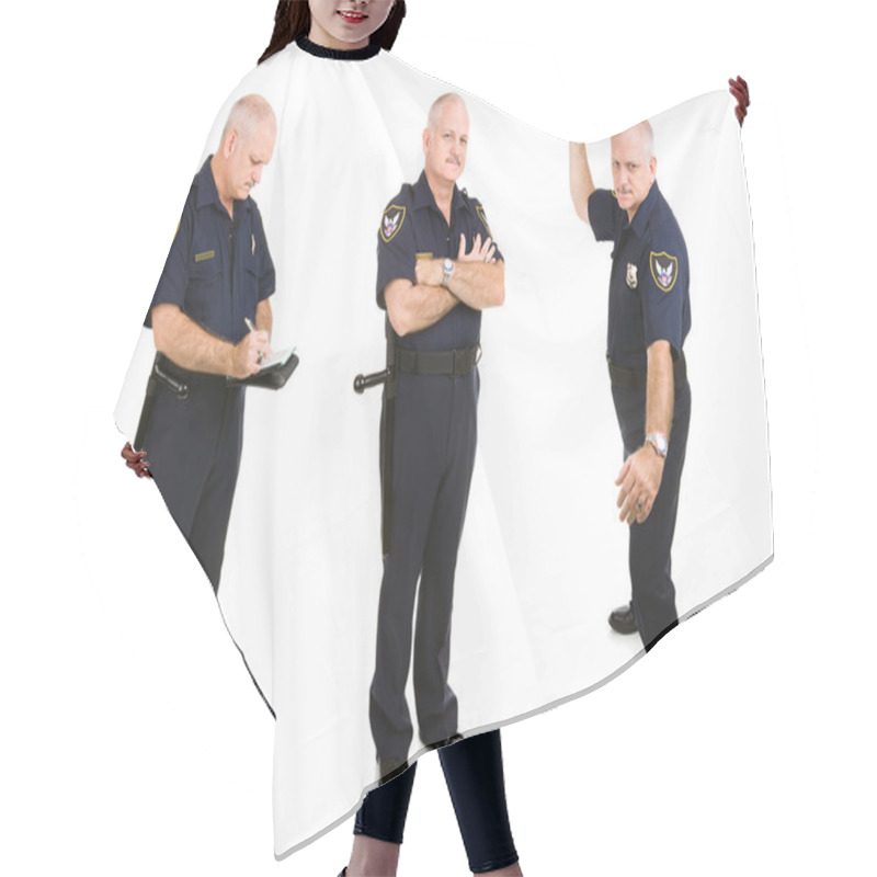 Personality  Police Officer Three Views Hair Cutting Cape